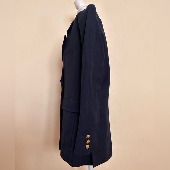 SMYTHE Oversized Linen Blend Double Breasted Blazer in Navy - Picture 7 of 11